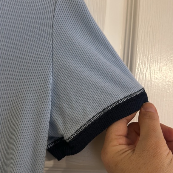 Treasure & Bond Blue Ribbed Stretch Ringer Tee - Picture 4 of 5